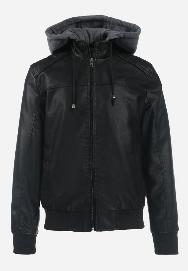 Czarna Kurtka Ramoneska z Imitacji Skóry Alwaria