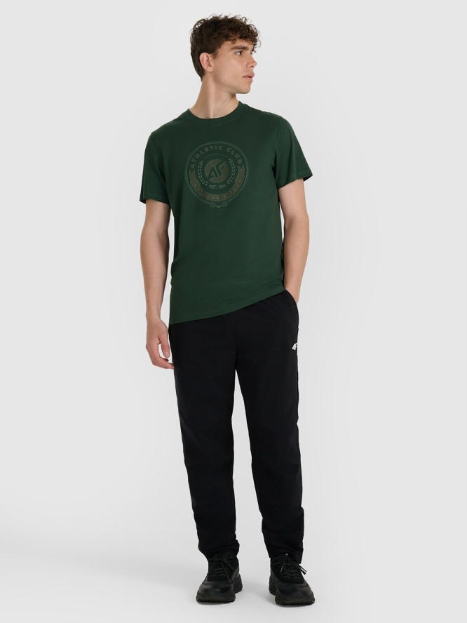 4F T-shirt regular z nadrukiem męski - zielony M