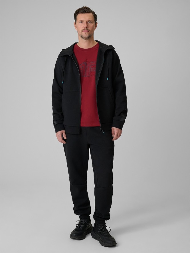 4F Bluza dresowa regular z kapturem męska - czarna XL