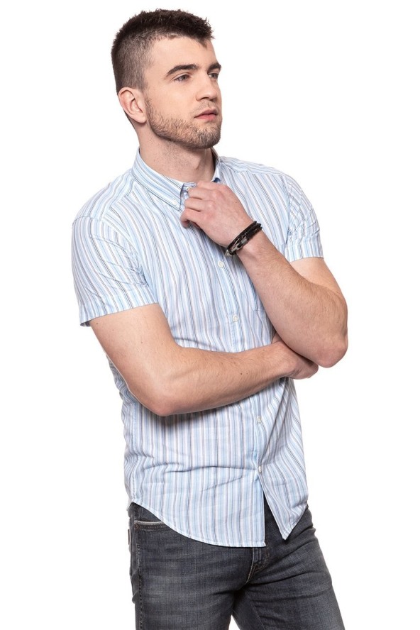 KOSZULA MĘSKA KRÓTKI RĘKAW WRANGLER SS 1PKT BUTTON-DOWN SAPPHIRE BLUE W5944NQBT 112129756