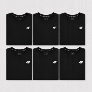 KOMPLET KOSZULEK MĘSKICH 4F ZESTAW 6PAK T-SHIRT XXL TTSHM3341 CZARNY