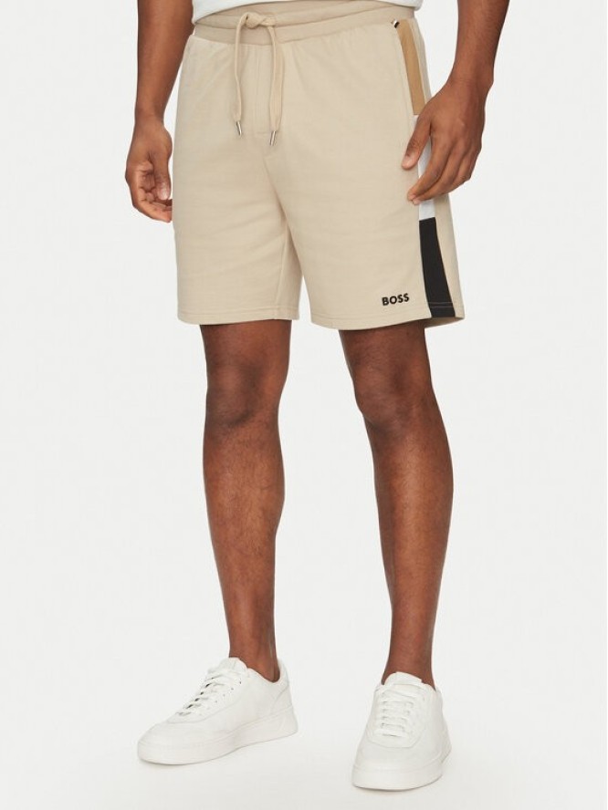 BOSS Szorty sportowe Iconic 50540730 Beżowy Regular Fit