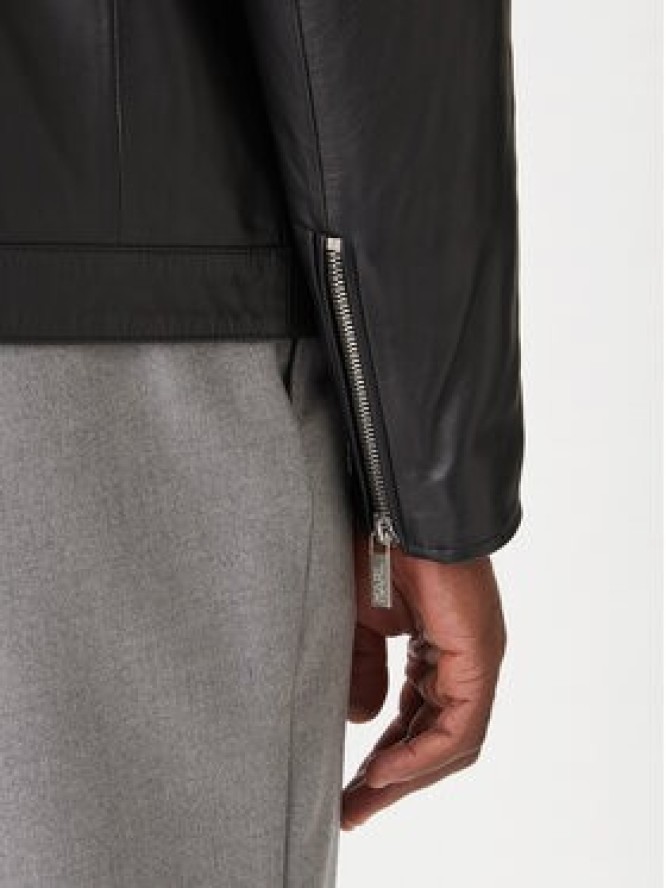 KARL LAGERFELD Kurtka skórzana 555022 554421 Czarny Slim Fit
