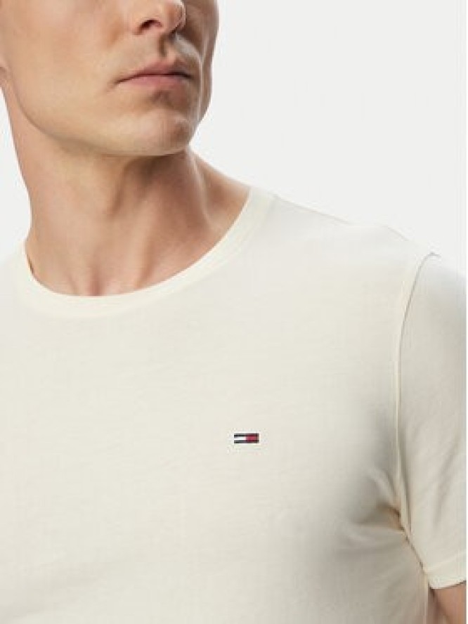 Tommy Jeans T-Shirt DM0DM04411 Kremowy Slim Fit