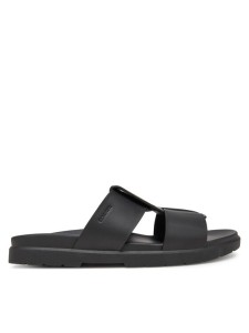 Calvin Klein Klapki Lug Sandal Double T Lth HM0HM01734 Czarny