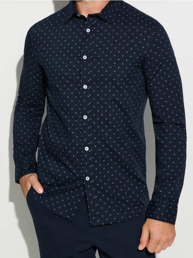 Koszula ze wzorem - granatowy
