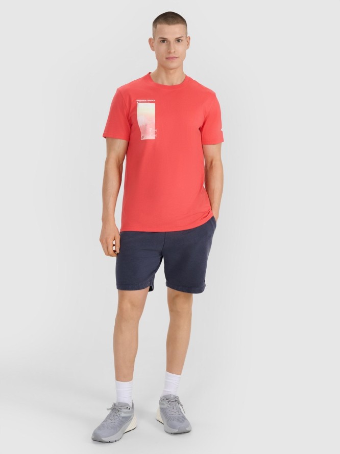 4F T-shirt regular z nadrukiem męski - czerwony L