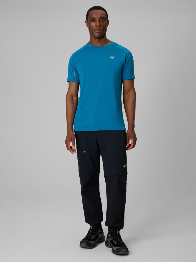 4F Koszulka trekkingowa regular szybkoschnąca męska - niebieska XL