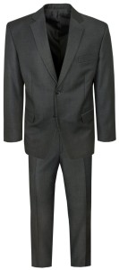 Garnitur Dwuczęściowy Grafit, Elegancki, Zapinany na Dwa Guziki, Spodnie w Kant, Ciemny Szary-CASINO