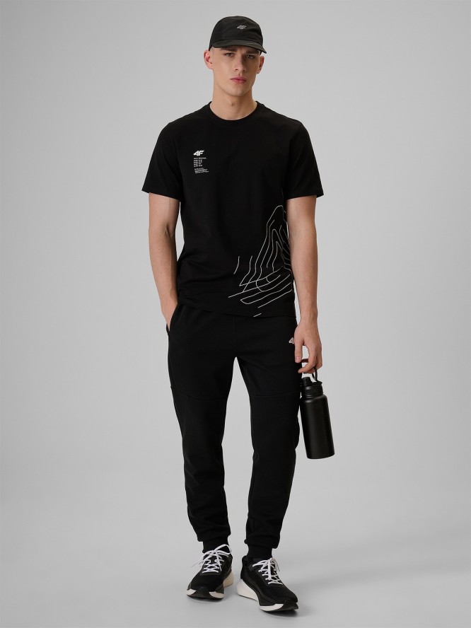 4F T-shirt regular z nadrukiem męski - czarny M