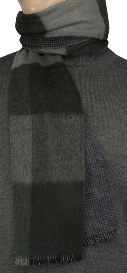 Szalik Popielaty Miękki, Szary w Kratkę, Firmy V.Fraas -Cashmink- Elegancki, Męski
