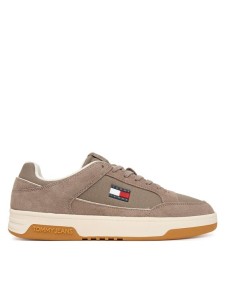 Tommy Jeans Sneakersy Canvas Leather Cupsole Trainers EM0EM01680 Brązowy