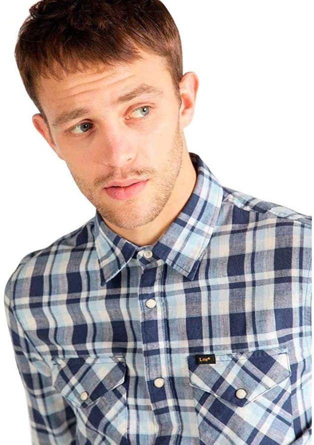 LEE CLEAN WESTERN SHIRT MĘSKA KOSZULA MATERIAŁOWA SLIM FIT NAVY L644DI35 112115488