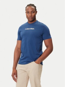 Calvin Klein Jeans T-Shirt Glitched Logo LV04RC858G Niebieski Regular Fit