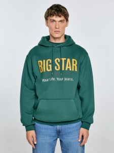 Bluza męska z kapturem z logo BIG STAR zielona Ashlyno 304