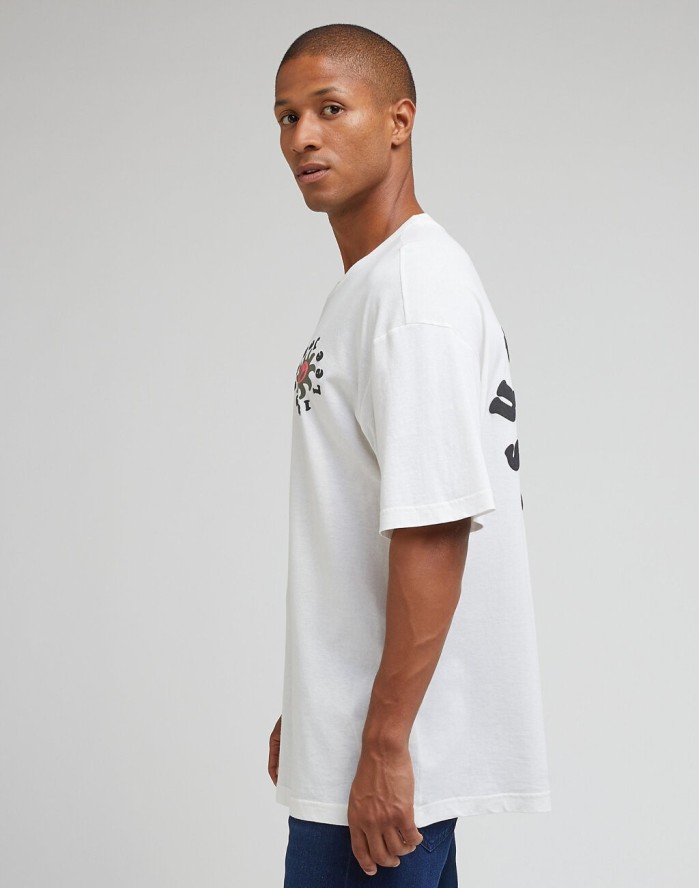 LEE LOOSE TEE MĘSKA KOSZULKA T-SHIRT LOGO ECRU 112341749 LL92016990