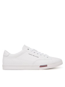 Tommy Hilfiger Sneakersy Signature Midsole Lace-Up Trainers With Leather FM0FM05814 Biały