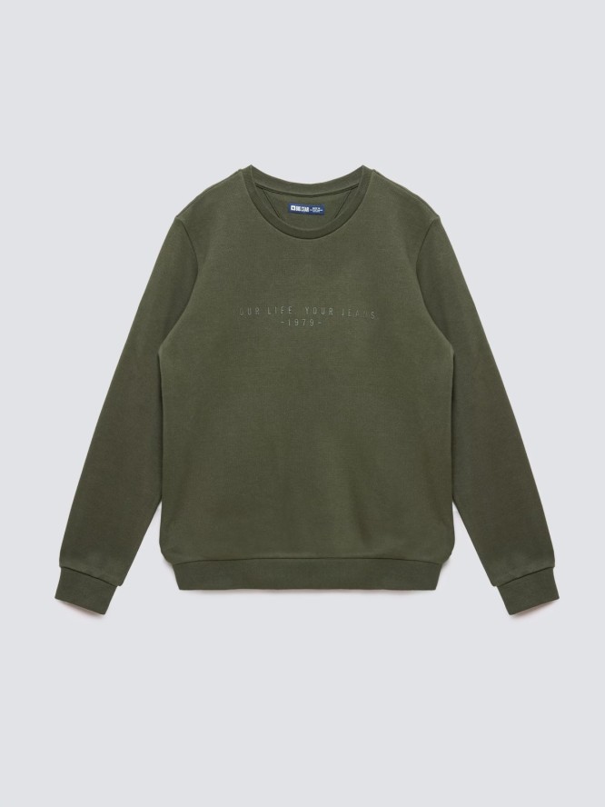 Bluza męska ze splotem pique khaki Wiron 303