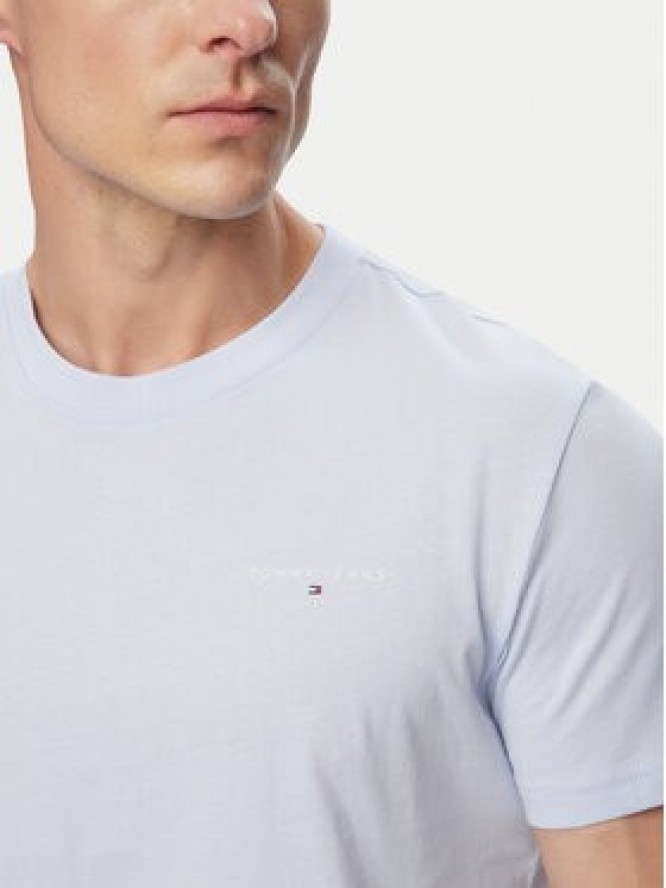 Tommy Jeans T-Shirt Linear Chest DM0DM21780 Niebieski jasny Slim Fit