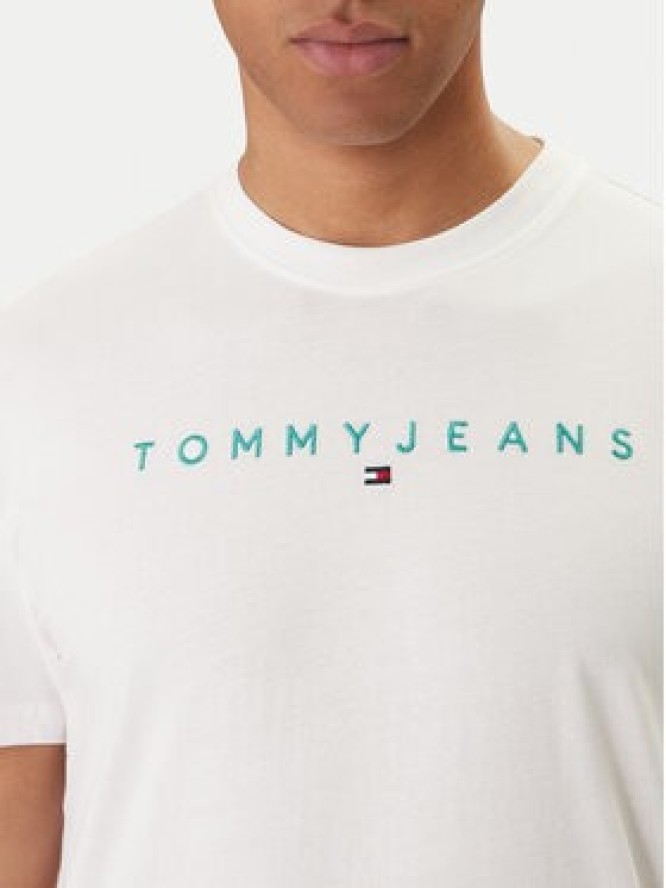 Tommy Jeans T-Shirt Linear Logo DM0DM20744 Biały Regular Fit