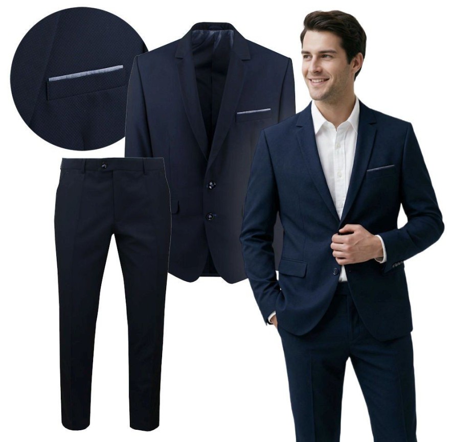 Granatowy Garnitur na Studniówkę lub Wesele - Taliowany - Casino