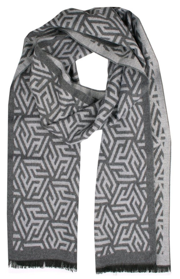 Męski Szalik Alties - Popiel, Wzór w Labirynt