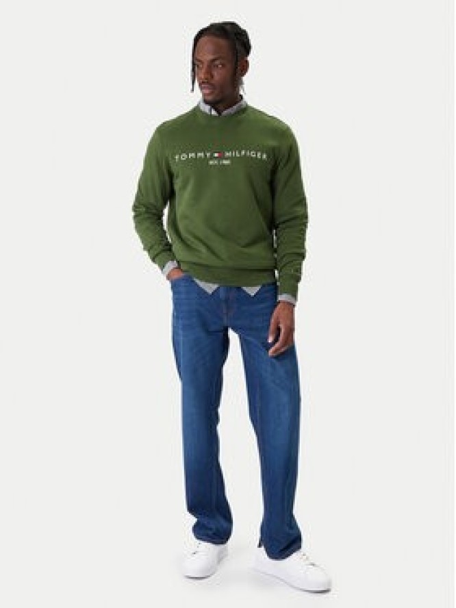 Tommy Hilfiger Bluza Logo MW0MW11596 Zielony Regular Fit