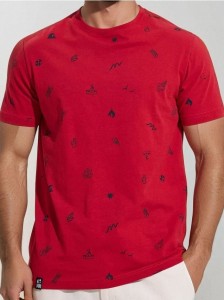 Koszulka z ozdobnym wzorem allover - czerwony