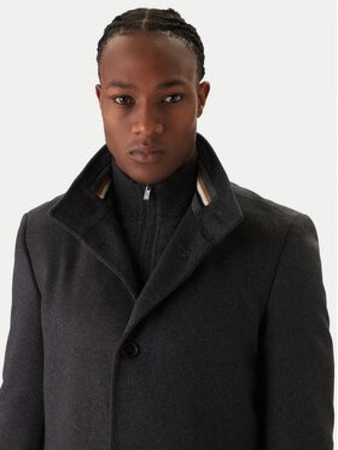 BOSS Płaszcz wełniany H-Hyde 50551078 Szary Slim Fit