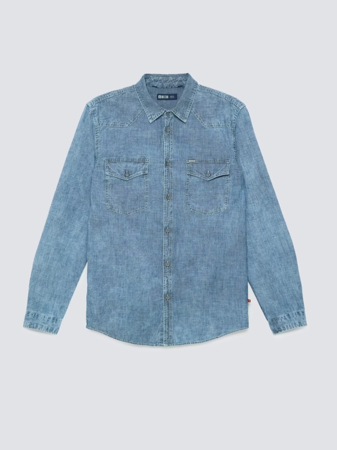 Koszula męska z imitacji jeansu niebieska Retinez 401