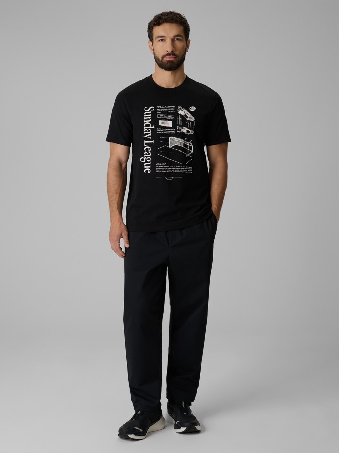 4F T-shirt regular z nadrukiem męski - czarny S