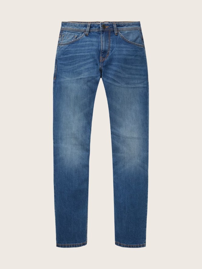 Męskie Spodnie Jeansowe Tom Tailor Josh Used Mid Stone Blue Denim Regular Slim Fit 1007860 10119