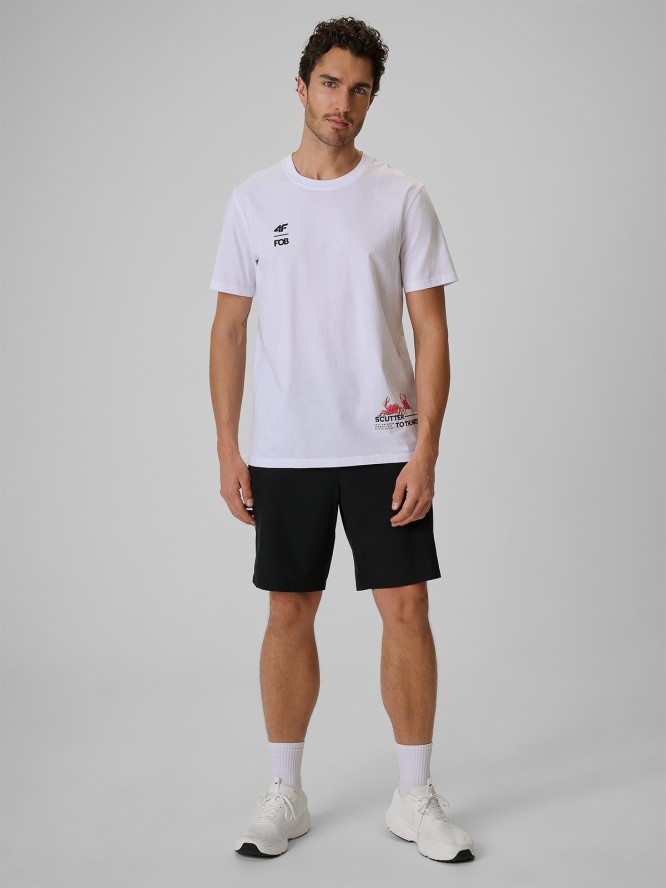 4F T-shirt regular z nadrukiem męski - biały XXL