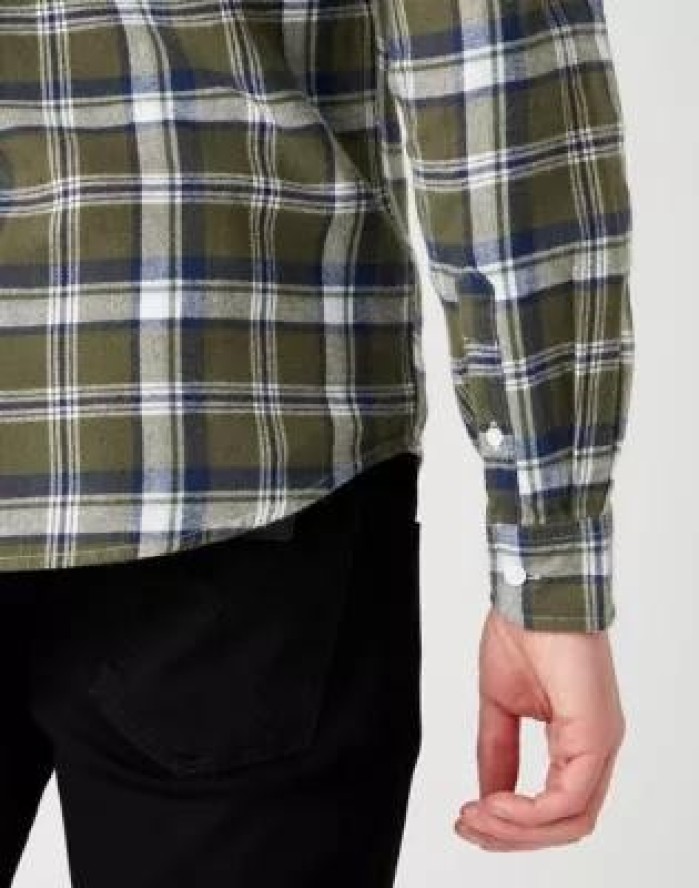 MĘSKA KOSZULA WRANGLER LS 1 PKT SHIRT IVY GREEN W5F1B3XIX 112141439