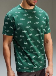 Bawełniana wzorzysta koszulka - zielony