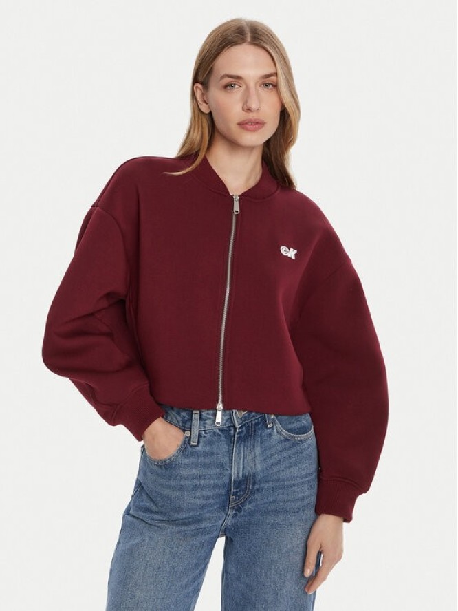 Calvin Klein Jeans Kurtka bomber LV047C524G Bordowy Oversize
