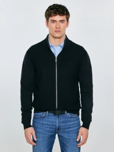 Sweter męski rozpinany ze stójką czarny Anton 906