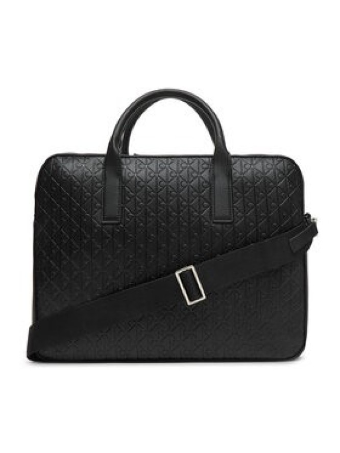 Calvin Klein Torba na laptopa Emblem Emboss Commuter LV04D3265G Czarny