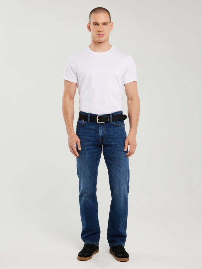 Jeansy męskie z prostą nogawką granatowe Trent 481