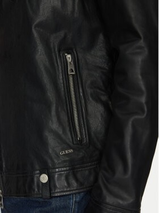 Guess Kurtka skórzana M2YL12 L0QN0 Czarny Regular Fit