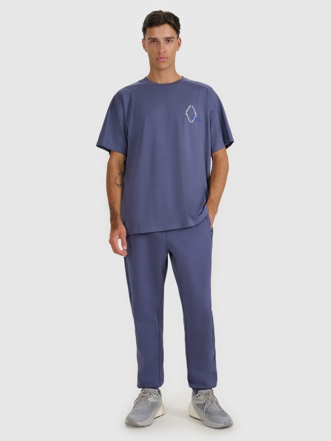 4F T-shirt oversize z nadrukiem męski - granatowy S