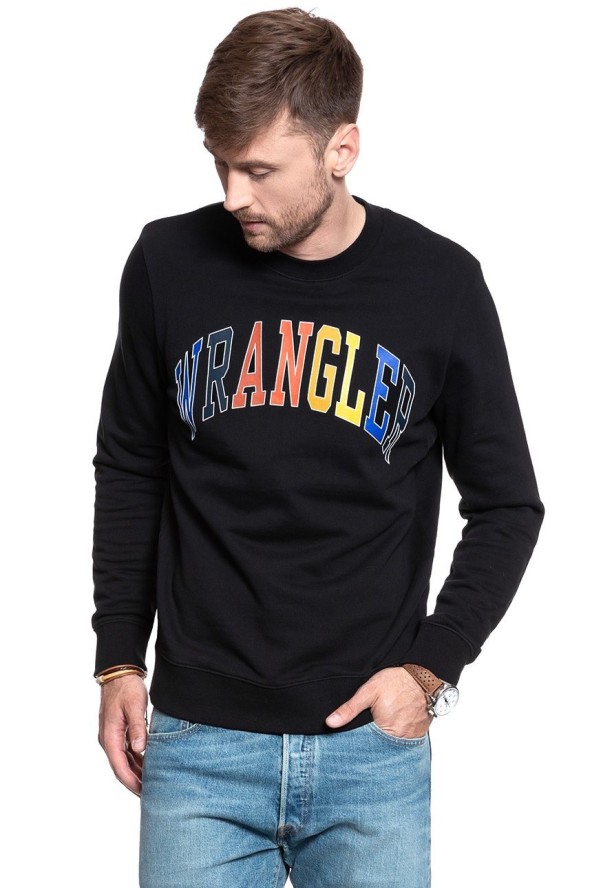 MĘSKA BLUZA WRANGLER LOGO SWEAT BLACK W6B6HY100 112130691