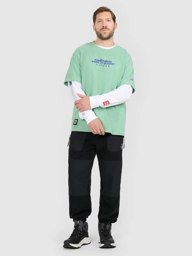 4F T-shirt loose z nadrukiem męski - miętowy L