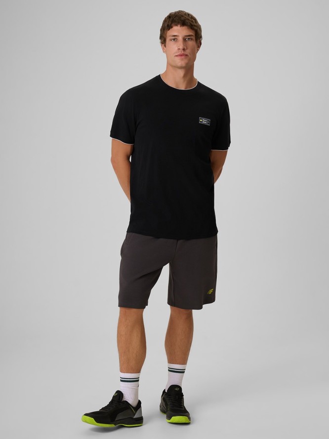 4F T-shirt regular gładki męski - czarny XXL