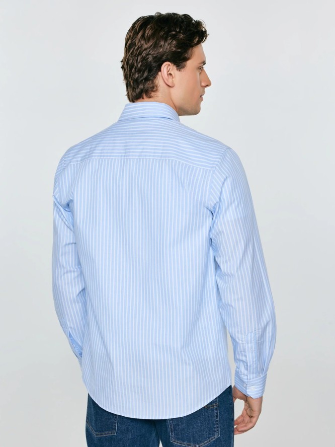 Koszula męska w prążek błękitna Gibinor 400