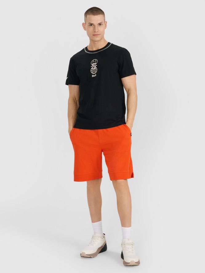 4F T-shirt regular z nadrukiem męski - czarny XXL