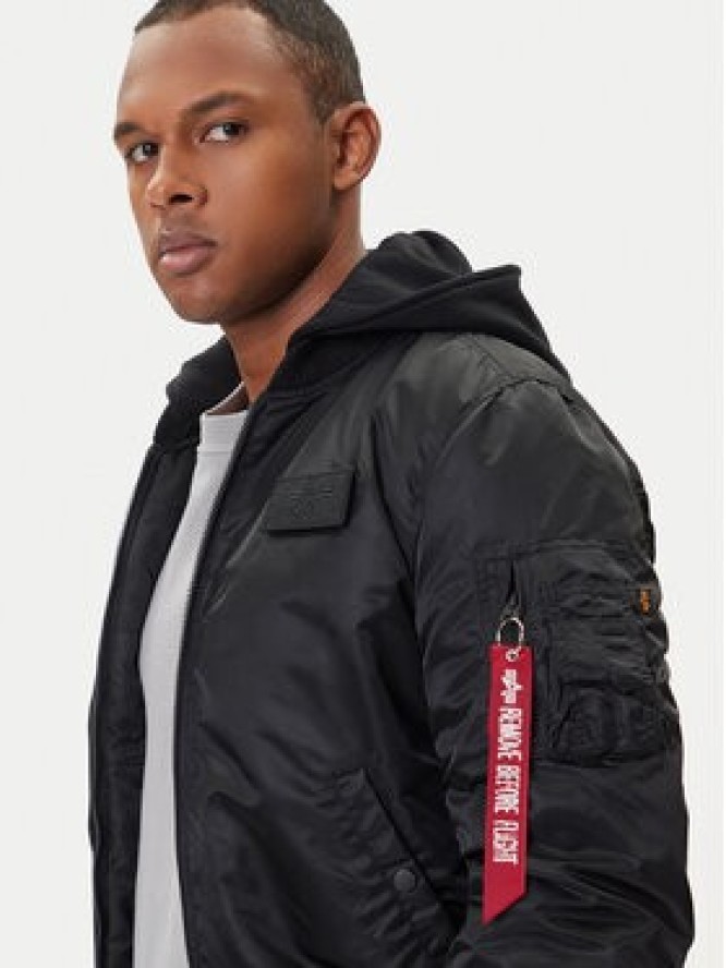 Alpha Industries Kurtka bomber MA-1 Zip Hood Back Print 128113 Czarny Regular Fit