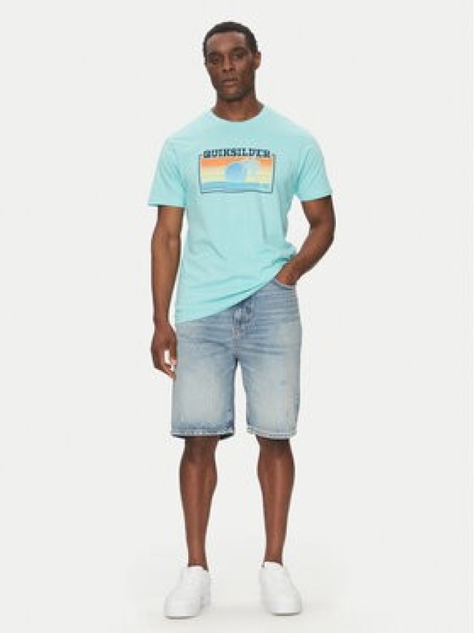 Quiksilver T-Shirt EQYZT08065 Turkusowy Regular Fit
