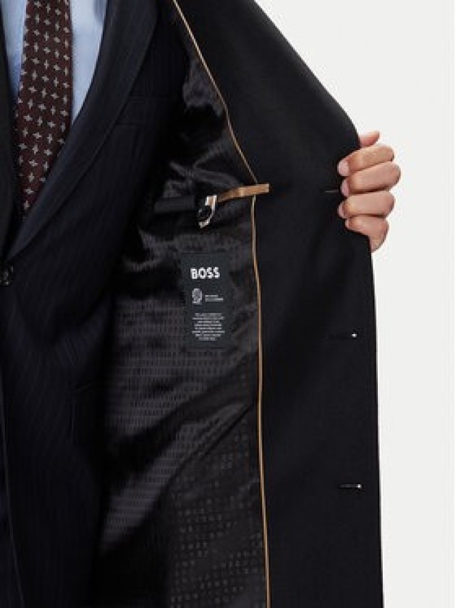 BOSS Płaszcz wełniany Hyde 50549187 Czarny Slim Fit