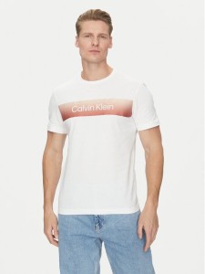 Calvin Klein T-Shirt Linear Ombre K10K114163 Biały Regular Fit